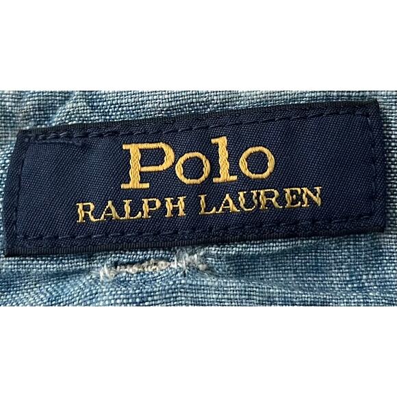 POLO RALPH LAUREN "PAPERBAG" JEANS, WOMENS, 32R, WIDE LEG, HIGH-RISE, BELT - Picture 9 of 12